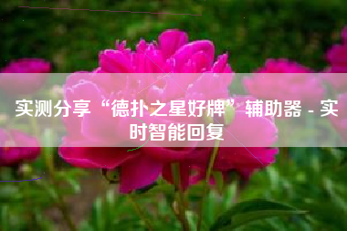 实测分享“德扑之星好牌”辅助器 - 实时智能回复