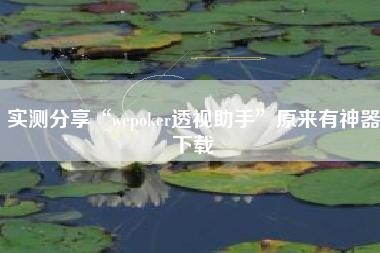 实测分享“wepoker透视助手”原来有神器下载