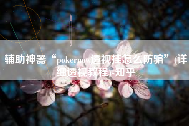 辅助神器“pokernow透视挂怎么防骗”(详细透视教程)-知乎