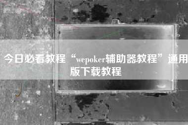 今日必看教程“wepoker辅助器教程”通用版下载教程