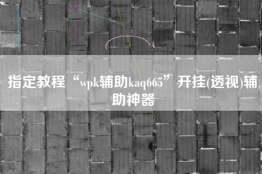 指定教程“wpk辅助kaq665”开挂(透视)辅助神器