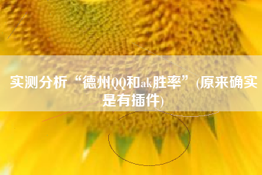实测分析“德州QQ和ak胜率”(原来确实是有插件)