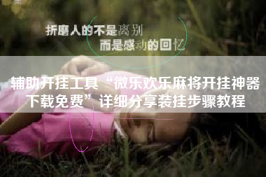 辅助开挂工具“微乐欢乐麻将开挂神器下载免费”详细分享装挂步骤教程