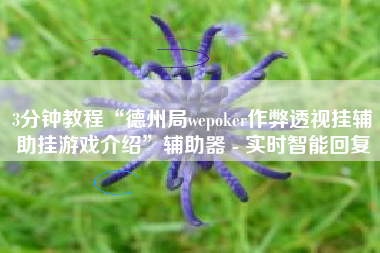 3分钟教程“德州局wepoker作弊透视挂辅助挂游戏介绍	”辅助器 - 实时智能回复
