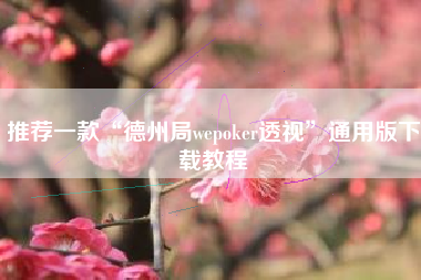 推荐一款“德州局wepoker透视”通用版下载教程
