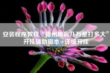安装程序教程“德州输赢几万是打多大	”开挂辅助脚本+详细开挂