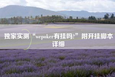 独家实测“wepoker有挂吗?”附开挂脚本详细