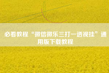 必看教程“微信微乐三打一透视挂	”通用版下载教程