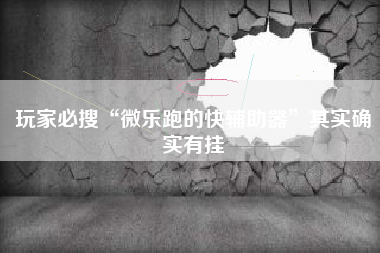 玩家必搜“微乐跑的快辅助器	”其实确实有挂