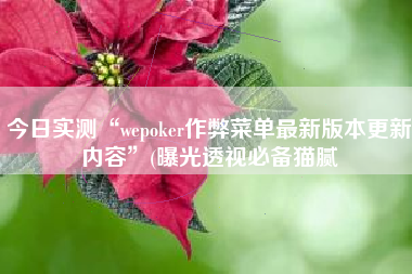 今日实测“wepoker作弊菜单最新版本更新内容”(曝光透视必备猫腻