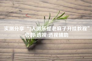 实测分享“2人微乐捉老麻子开挂教程	”作弊(透视)透视辅助