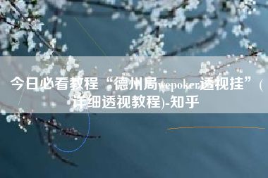 今日必看教程“德州局wepoker透视挂”(详细透视教程)-知乎