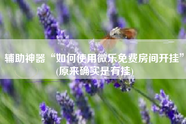 辅助神器“如何使用微乐免费房间开挂”(原来确实是有挂)