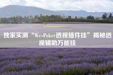 独家实测“We-Poker透视插件挂	”揭秘透视辅助万能挂