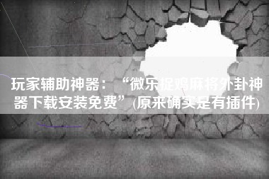 玩家辅助神器：“微乐捉鸡麻将外卦神器下载安装免费	”(原来确实是有插件)