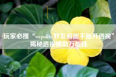 玩家必搜“wepoker好友局能不能开透视	”揭秘透视辅助万能挂