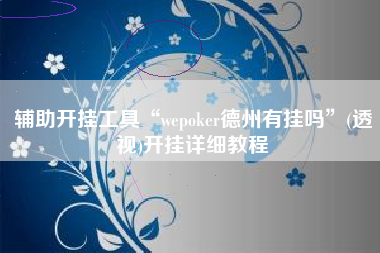 辅助开挂工具“wepoker德州有挂吗”(透视)开挂详细教程