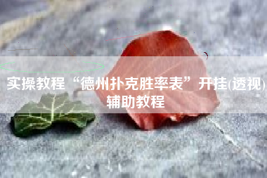 实操教程“德州扑克胜率表	”开挂(透视)辅助教程