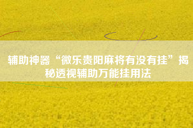 辅助神器“微乐贵阳麻将有没有挂”揭秘透视辅助万能挂用法