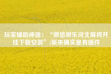 玩家辅助神器：“微信微乐河北麻将开挂下载安装	”(原来确实是有插件