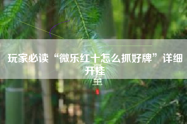 玩家必读“微乐红十怎么抓好牌”详细开挂