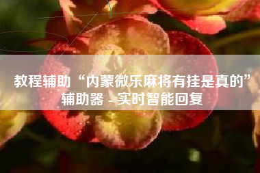 教程辅助“内蒙微乐麻将有挂是真的	”辅助器 - 实时智能回复