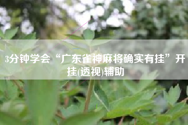 3分钟学会“广东雀神麻将确实有挂	”开挂(透视)辅助