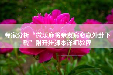 专家分析“微乐麻将亲友房必赢外卦下载”附开挂脚本详细教程