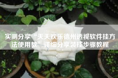 实测分享“天天欢乐德州透视软件挂方法使用教	”详细分享装挂步骤教程