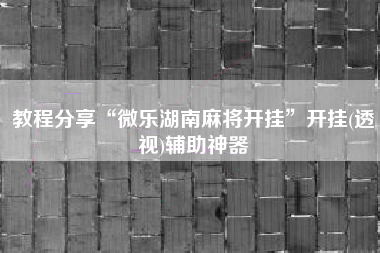 教程分享“微乐湖南麻将开挂”开挂(透视)辅助神器