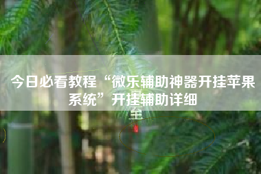今日必看教程“微乐辅助神器开挂苹果系统”开挂辅助详细