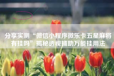 分享实测“微信小程序微乐卡五星麻将有挂吗	”揭秘透视辅助万能挂用法