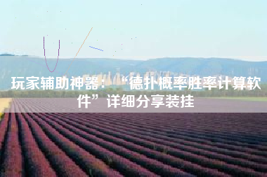 玩家辅助神器：“德扑概率胜率计算软件”详细分享装挂