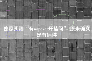 独家实测“有wepoker开挂吗”(原来确实是有插件