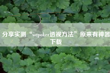 分享实测“wepoker透视方法”原来有神器下载