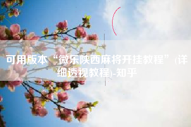 可用版本“微乐陕西麻将开挂教程”(详细透视教程)-知乎