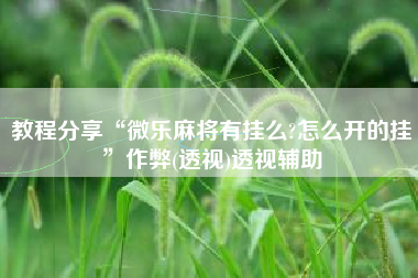 教程分享“微乐麻将有挂么?怎么开的挂”作弊(透视)透视辅助