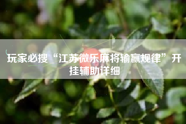 玩家必搜“江苏微乐麻将输赢规律”开挂辅助详细