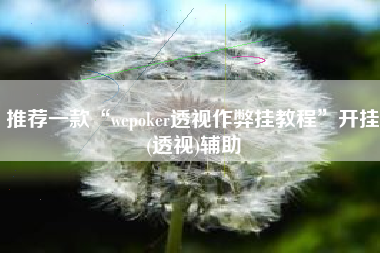 推荐一款“wepoker透视作弊挂教程”开挂(透视)辅助