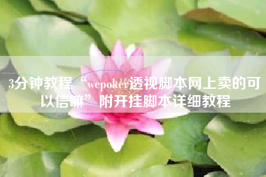 3分钟教程“wepoker透视脚本网上卖的可以信嘛”附开挂脚本详细教程