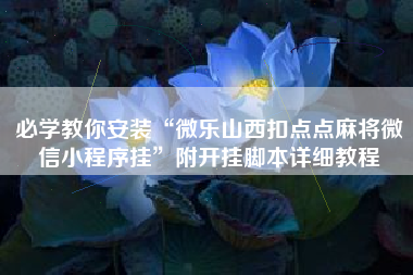 必学教你安装“微乐山西扣点点麻将微信小程序挂	”附开挂脚本详细教程