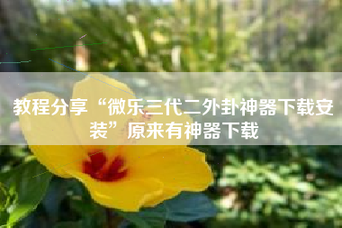 教程分享“微乐三代二外卦神器下载安装	”原来有神器下载