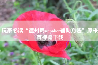 玩家必读“德州局wepoker辅助方法”原来有神器下载