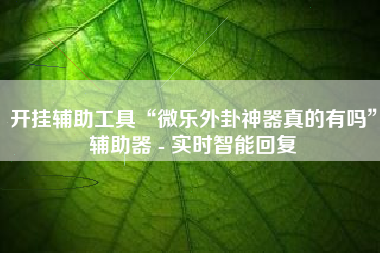 开挂辅助工具“微乐外卦神器真的有吗”辅助器 - 实时智能回复