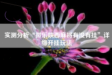 实测分析“微乐陕西麻将有没有挂	”详细开挂玩法