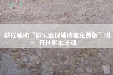 教程辅助“微乐透视辅助器免费版”附开挂脚本详细