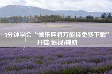 3分钟学会“微乐麻将万能挂免费下载”开挂(透视)辅助