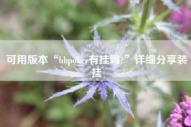 可用版本“hhpoker有挂吗?”详细分享装挂