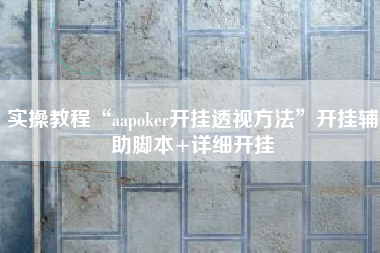 实操教程“aapoker开挂透视方法”开挂辅助脚本+详细开挂