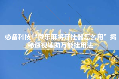 必备科技“微乐麻将开挂器怎么用”揭秘透视辅助万能挂用法